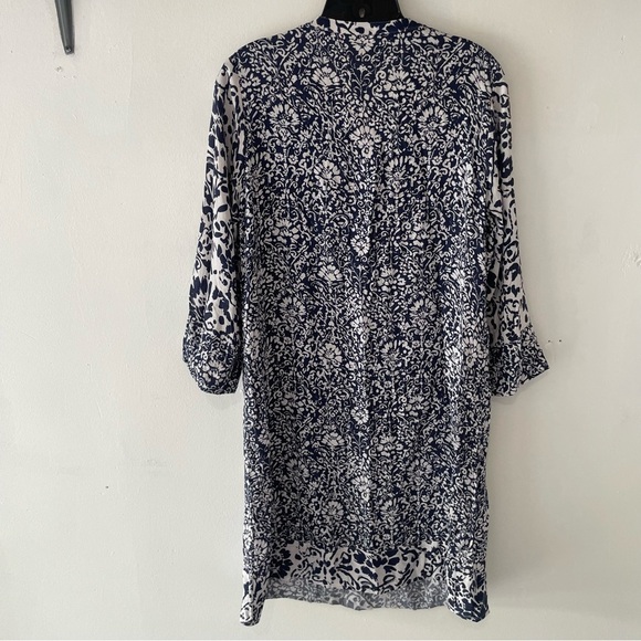 Soft Surroundings Navy White Contrasting Print Knee Length Dress 37218 - Picture 3 of 10